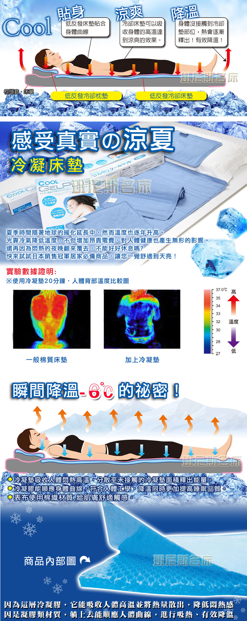 【班尼斯國際名床】~日本熱賣~Ice Cool降溫涼感凝膠床墊(70*140加重)!冰墊/涼墊!取代涼蓆!